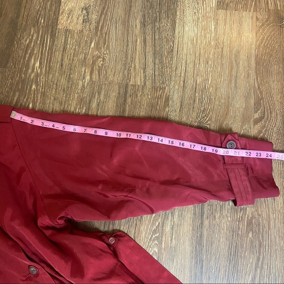 London Fog burgundy red long belted trench coat - Picture 11 of 12